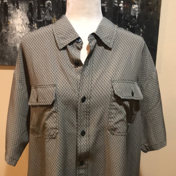 NWT  Kenneth Cole New York Techni-Cole Button Front Short Sleeve Shirt-Size 2X - Picture 5 of 7